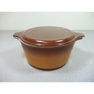 Vintage Pyrex 2 Piece OLD ORCHARD CASSEROLE DISH w/LID 474 brown and orange